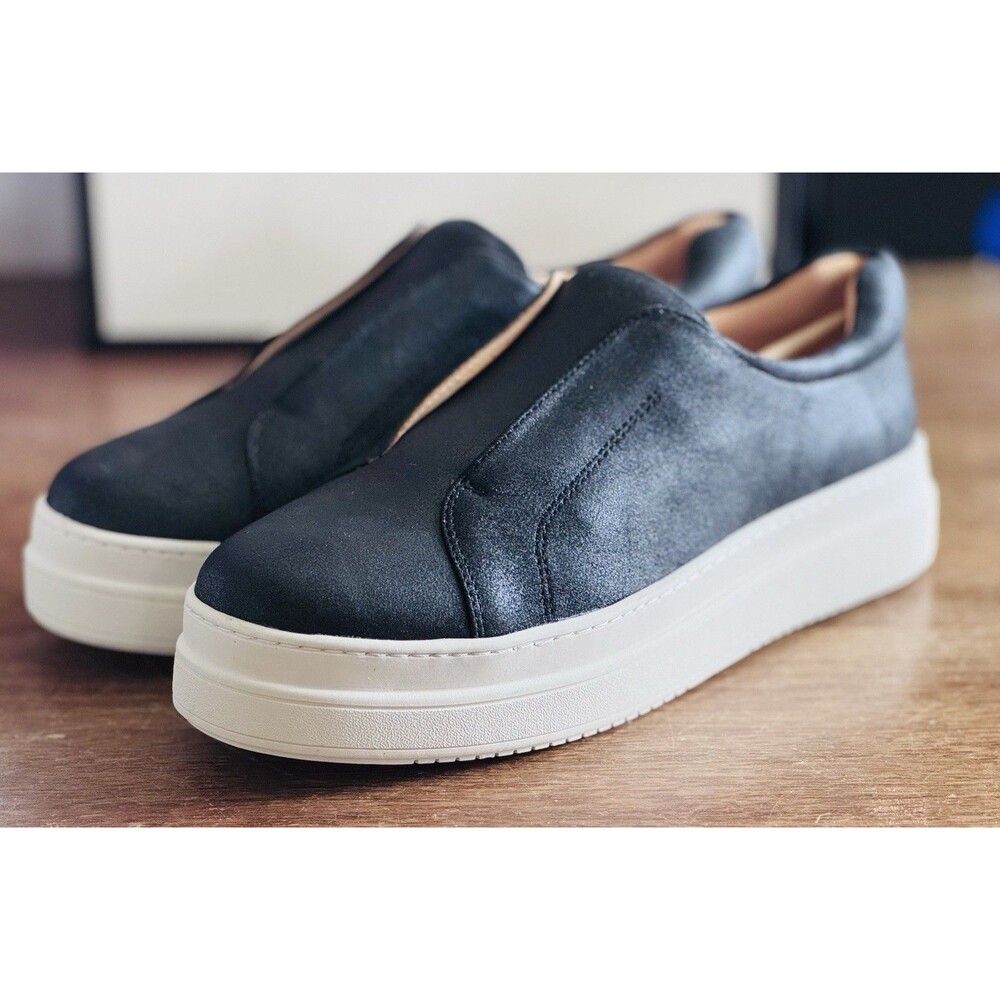 Women’s Size 9 JSlides Noel Black Brush Suede Platform Slip On Sneakers NIB